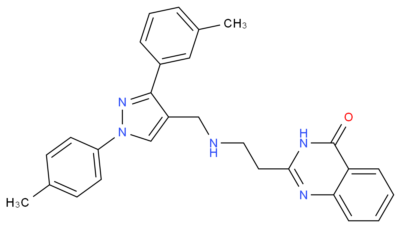 2-[2-({[3-(3-methylphenyl)-1-(4-methylphenyl)-1H-pyrazol-4-yl]methyl}amino)ethyl]-4(3H)-quinazolinone_Molecular_structure_CAS_)