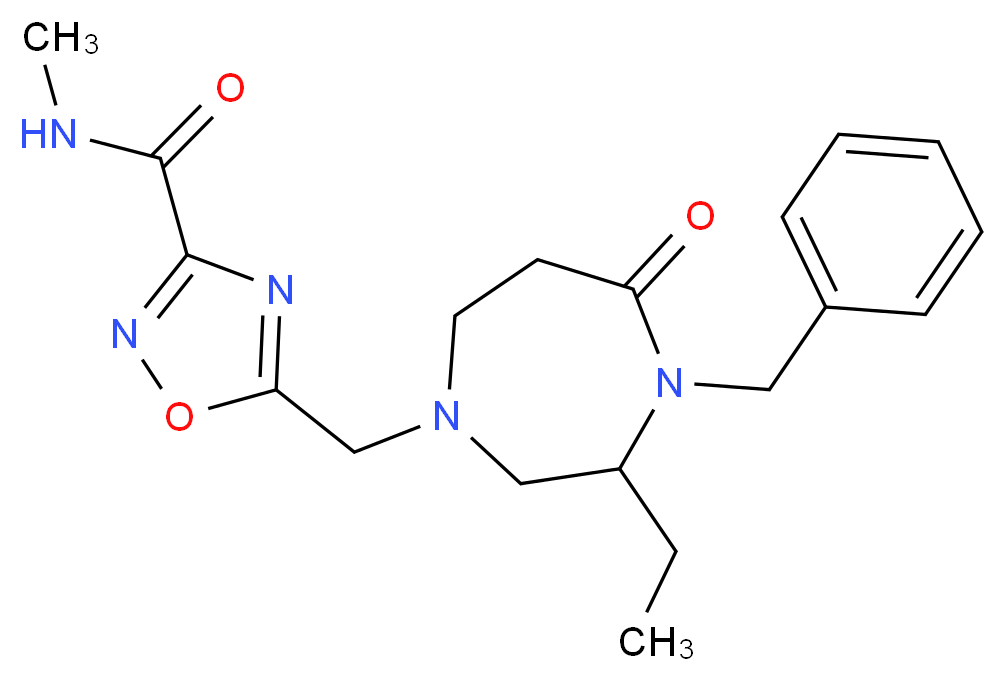 5-[(4-benzyl-3-ethyl-5-oxo-1,4-diazepan-1-yl)methyl]-N-methyl-1,2,4-oxadiazole-3-carboxamide_Molecular_structure_CAS_)