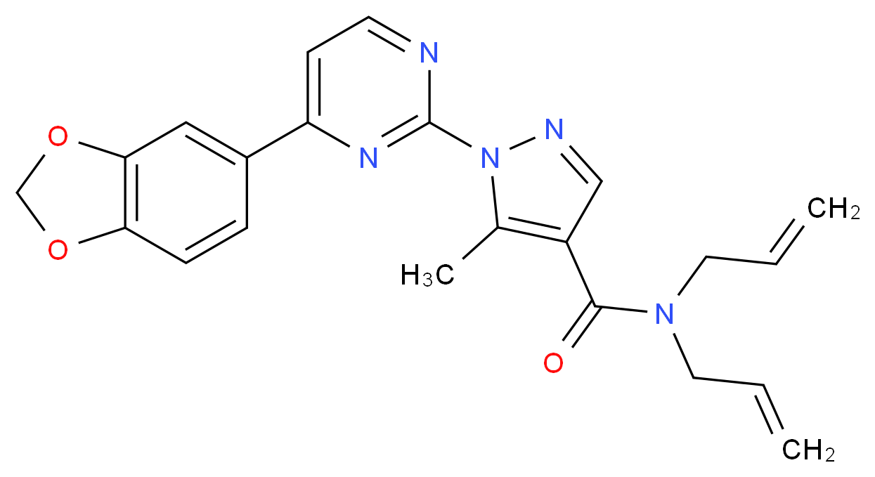 N,N-diallyl-1-[4-(1,3-benzodioxol-5-yl)-2-pyrimidinyl]-5-methyl-1H-pyrazole-4-carboxamide_Molecular_structure_CAS_)
