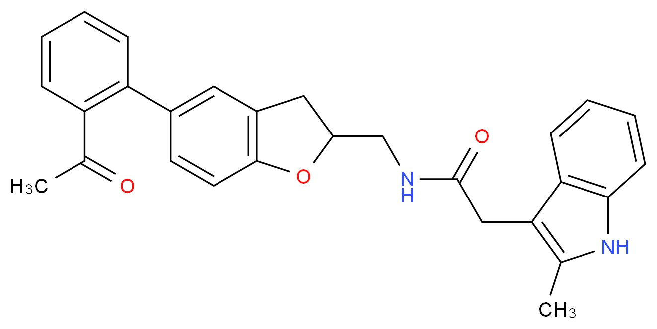 N-{[5-(2-acetylphenyl)-2,3-dihydro-1-benzofuran-2-yl]methyl}-2-(2-methyl-1H-indol-3-yl)acetamide_Molecular_structure_CAS_)