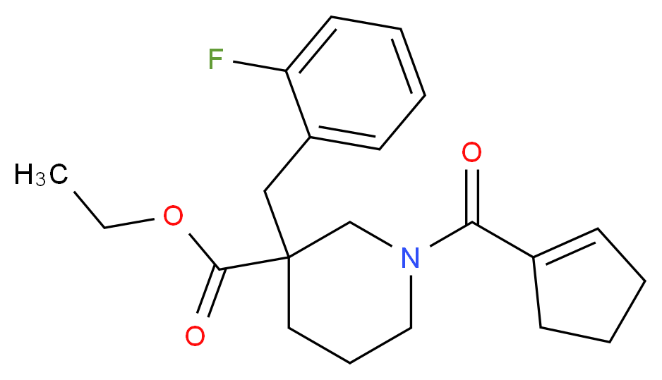 ethyl 1-(1-cyclopenten-1-ylcarbonyl)-3-(2-fluorobenzyl)-3-piperidinecarboxylate_Molecular_structure_CAS_)