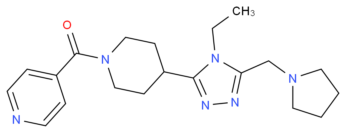 4-({4-[4-ethyl-5-(pyrrolidin-1-ylmethyl)-4H-1,2,4-triazol-3-yl]piperidin-1-yl}carbonyl)pyridine_Molecular_structure_CAS_)