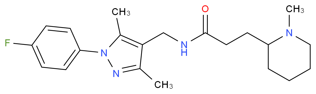 N-{[1-(4-fluorophenyl)-3,5-dimethyl-1H-pyrazol-4-yl]methyl}-3-(1-methyl-2-piperidinyl)propanamide_Molecular_structure_CAS_)