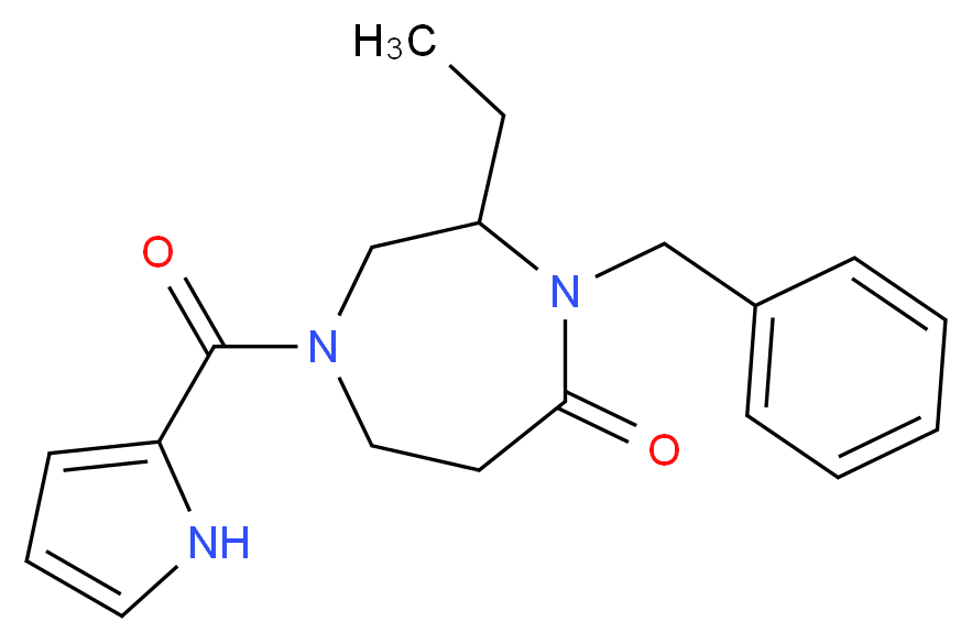 4-benzyl-3-ethyl-1-(1H-pyrrol-2-ylcarbonyl)-1,4-diazepan-5-one_Molecular_structure_CAS_)