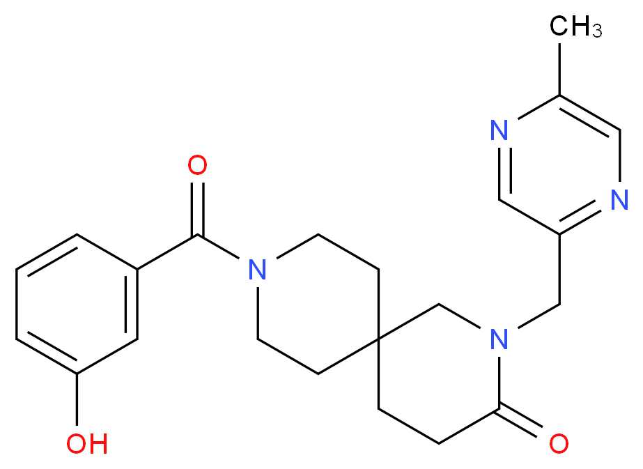 9-(3-hydroxybenzoyl)-2-[(5-methylpyrazin-2-yl)methyl]-2,9-diazaspiro[5.5]undecan-3-one_Molecular_structure_CAS_)