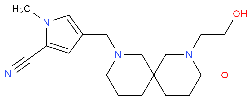 4-{[8-(2-hydroxyethyl)-9-oxo-2,8-diazaspiro[5.5]undec-2-yl]methyl}-1-methyl-1H-pyrrole-2-carbonitrile_Molecular_structure_CAS_)