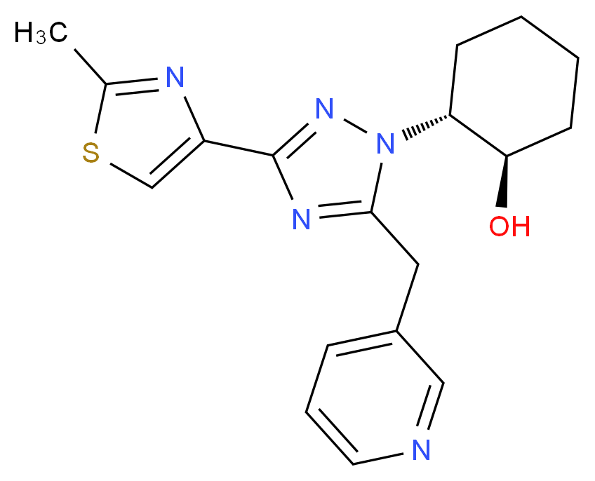 (1R*,2R*)-2-[3-(2-methyl-1,3-thiazol-4-yl)-5-(pyridin-3-ylmethyl)-1H-1,2,4-triazol-1-yl]cyclohexanol_Molecular_structure_CAS_)