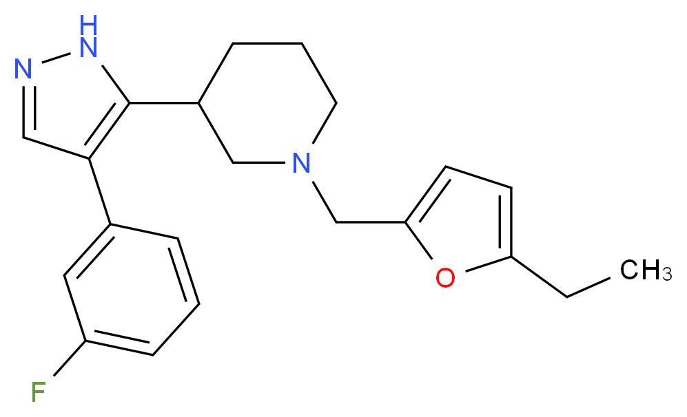 1-[(5-ethyl-2-furyl)methyl]-3-[4-(3-fluorophenyl)-1H-pyrazol-5-yl]piperidine_Molecular_structure_CAS_)