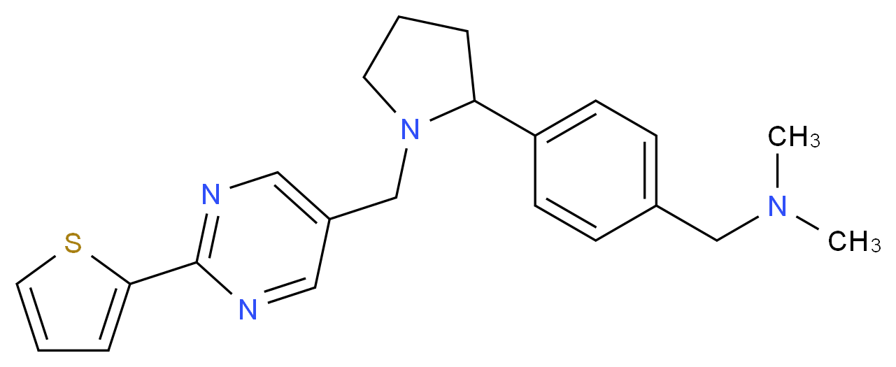 N,N-dimethyl-1-[4-(1-{[2-(2-thienyl)pyrimidin-5-yl]methyl}pyrrolidin-2-yl)phenyl]methanamine_Molecular_structure_CAS_)