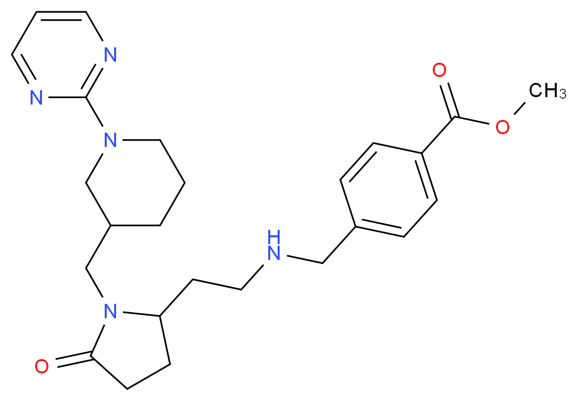 methyl 4-({[2-(5-oxo-1-{[1-(2-pyrimidinyl)-3-piperidinyl]methyl}-2-pyrrolidinyl)ethyl]amino}methyl)benzoate_Molecular_structure_CAS_)