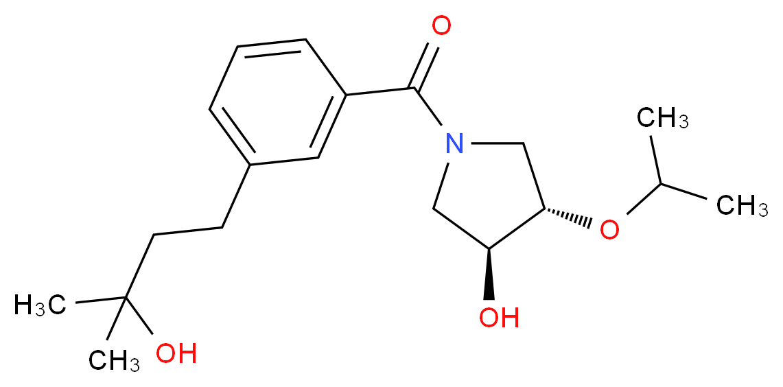 (3S*,4S*)-1-[3-(3-hydroxy-3-methylbutyl)benzoyl]-4-isopropoxy-3-pyrrolidinol_Molecular_structure_CAS_)