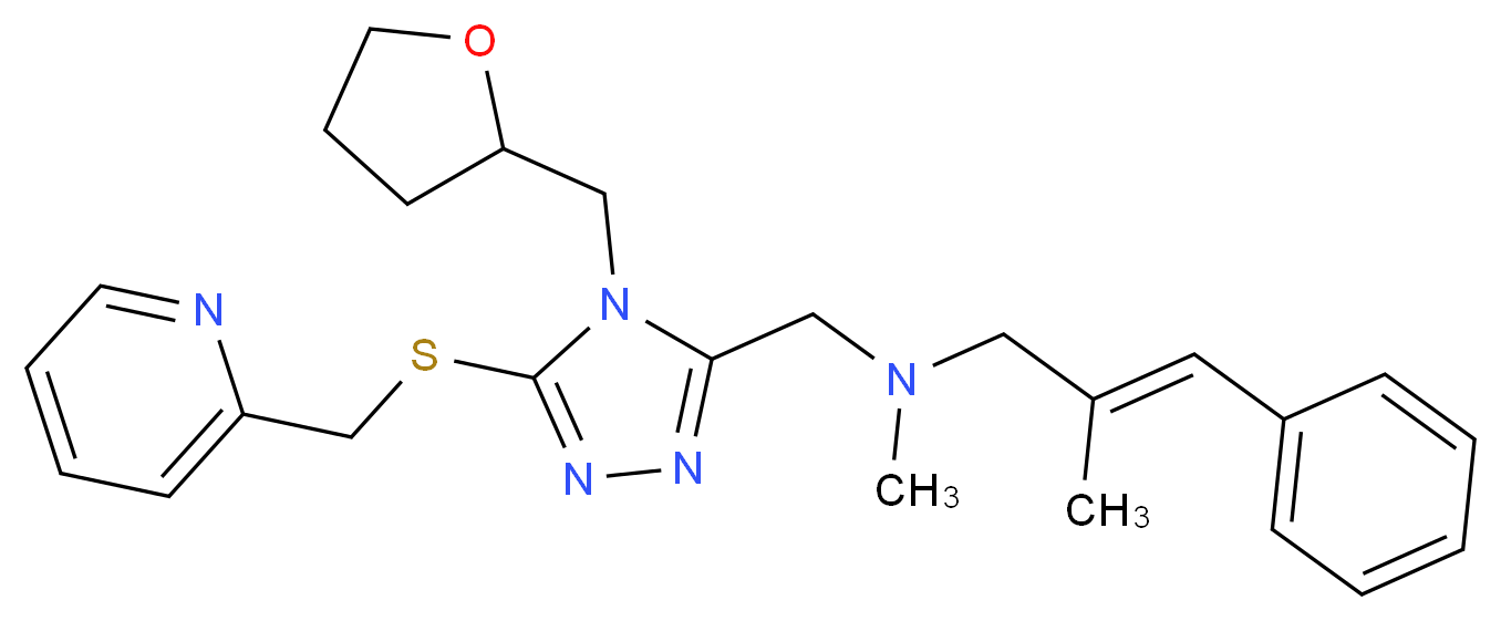 (2E)-N,2-dimethyl-3-phenyl-N-{[5-[(2-pyridinylmethyl)thio]-4-(tetrahydro-2-furanylmethyl)-4H-1,2,4-triazol-3-yl]methyl}-2-propen-1-amine_Molecular_structure_CAS_)