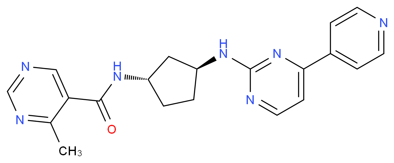 4-methyl-N-((1S*,3S*)-3-{[4-(4-pyridinyl)-2-pyrimidinyl]amino}cyclopentyl)-5-pyrimidinecarboxamide_Molecular_structure_CAS_)