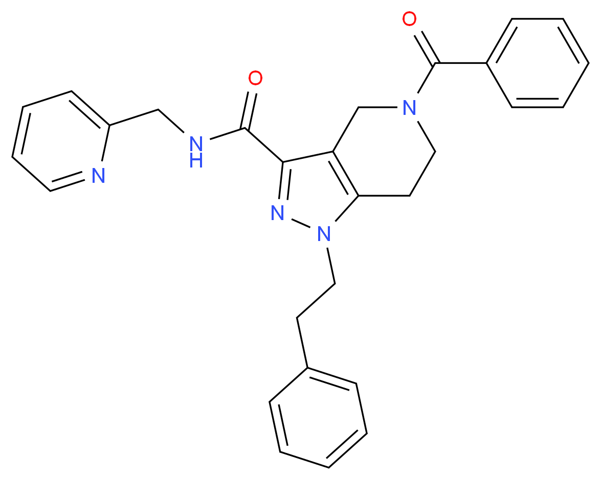 5-benzoyl-1-(2-phenylethyl)-N-(2-pyridinylmethyl)-4,5,6,7-tetrahydro-1H-pyrazolo[4,3-c]pyridine-3-carboxamide_Molecular_structure_CAS_)