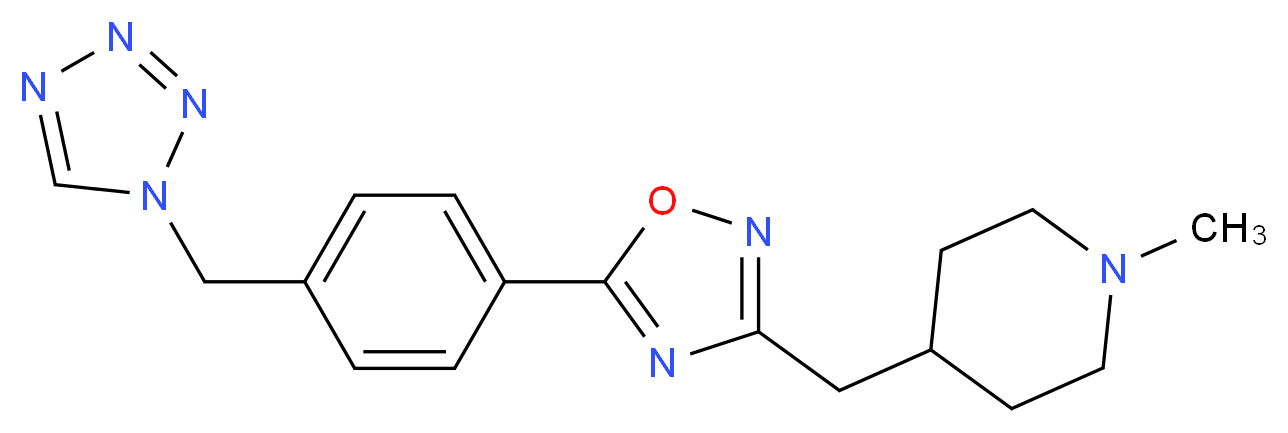 1-methyl-4-({5-[4-(1H-tetrazol-1-ylmethyl)phenyl]-1,2,4-oxadiazol-3-yl}methyl)piperidine_Molecular_structure_CAS_)