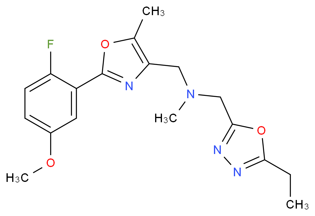 1-(5-ethyl-1,3,4-oxadiazol-2-yl)-N-{[2-(2-fluoro-5-methoxyphenyl)-5-methyl-1,3-oxazol-4-yl]methyl}-N-methylmethanamine_Molecular_structure_CAS_)