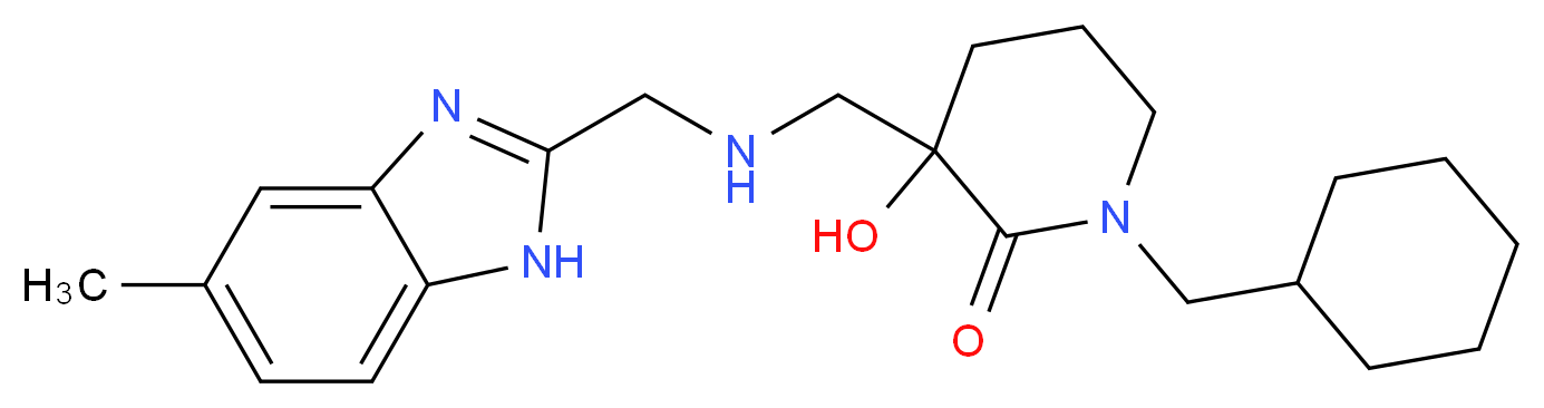 1-(cyclohexylmethyl)-3-hydroxy-3-({[(5-methyl-1H-benzimidazol-2-yl)methyl]amino}methyl)piperidin-2-one_Molecular_structure_CAS_)
