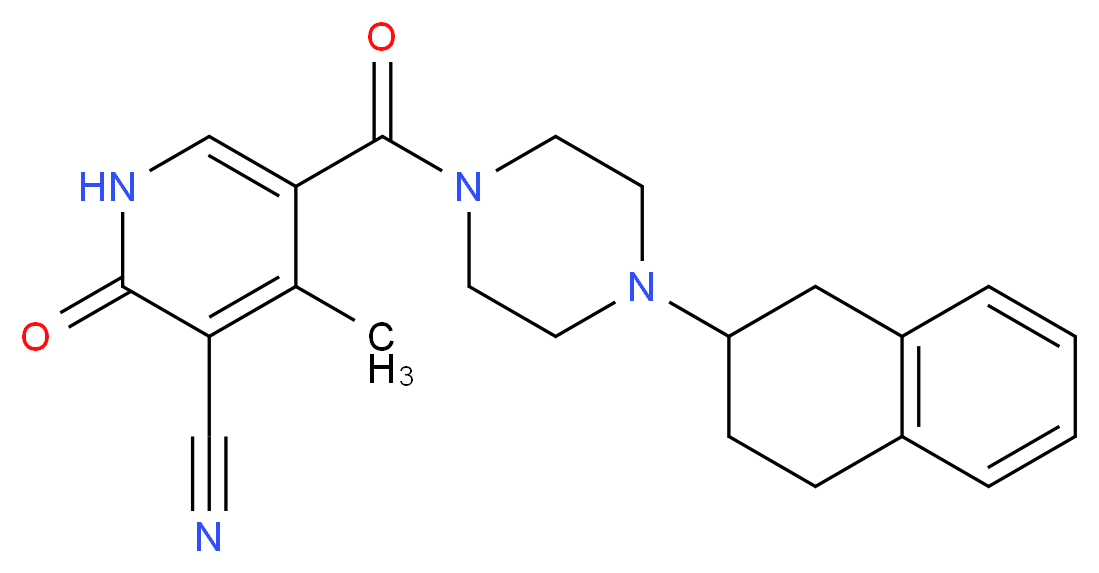 4-methyl-2-oxo-5-{[4-(1,2,3,4-tetrahydro-2-naphthalenyl)-1-piperazinyl]carbonyl}-1,2-dihydro-3-pyridinecarbonitrile_Molecular_structure_CAS_)