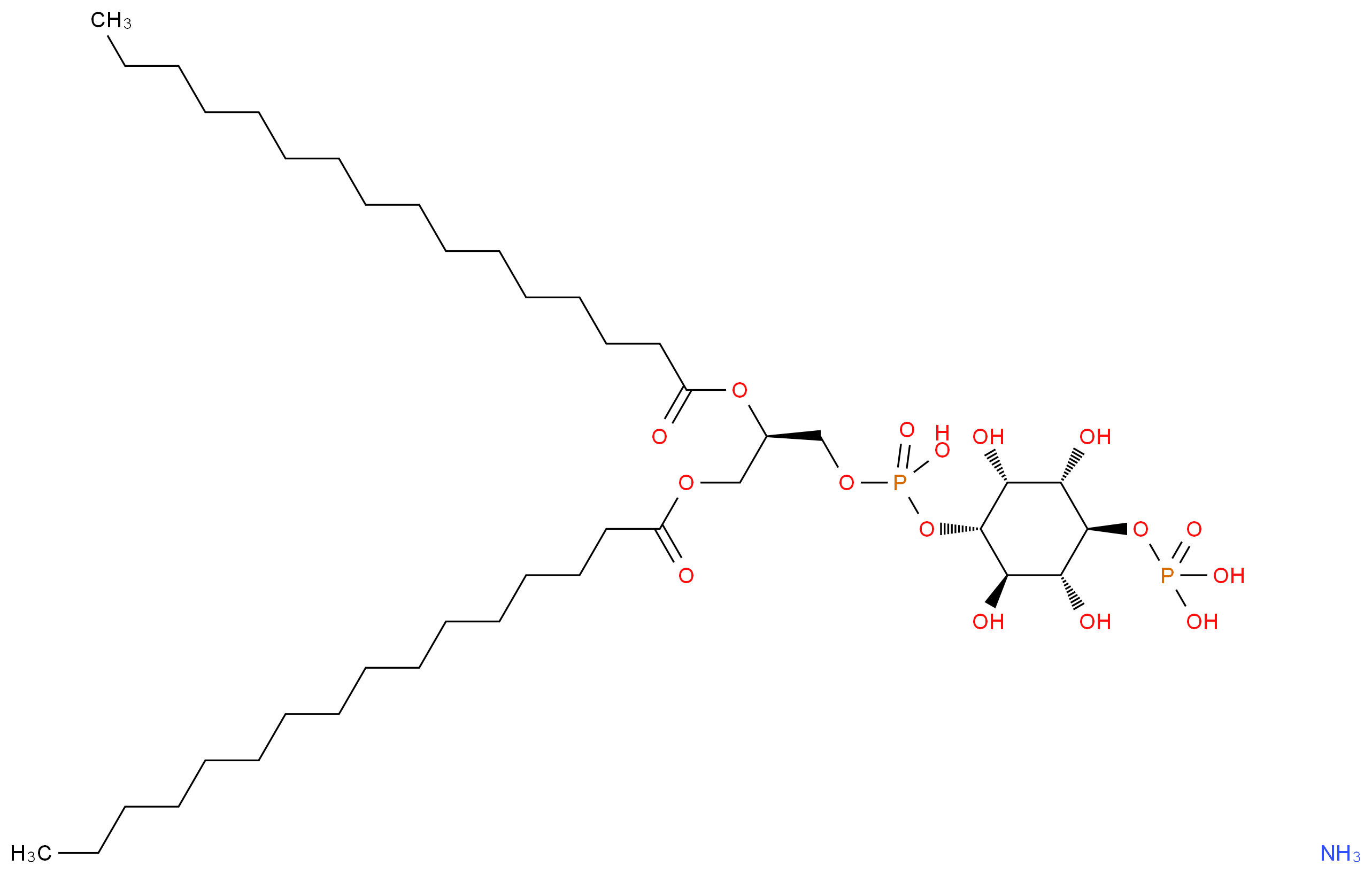L-α-Phosphatidyl-D-myo-inositol 4-monophosphate, dipalmitoyl ammonium salt_Molecular_structure_CAS_)
