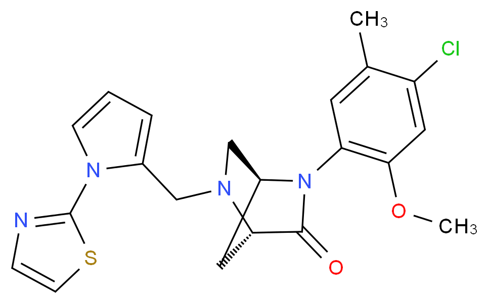 (1S*,4S*)-2-(4-chloro-2-methoxy-5-methylphenyl)-5-{[1-(1,3-thiazol-2-yl)-1H-pyrrol-2-yl]methyl}-2,5-diazabicyclo[2.2.1]heptan-3-one_Molecular_structure_CAS_)