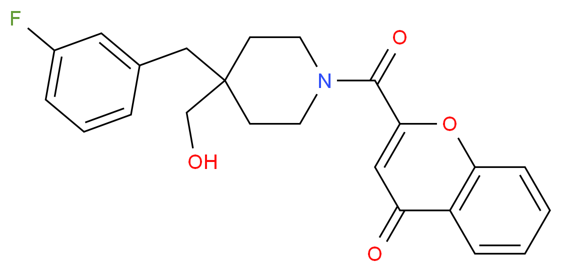 2-{[4-(3-fluorobenzyl)-4-(hydroxymethyl)-1-piperidinyl]carbonyl}-4H-chromen-4-one_Molecular_structure_CAS_)