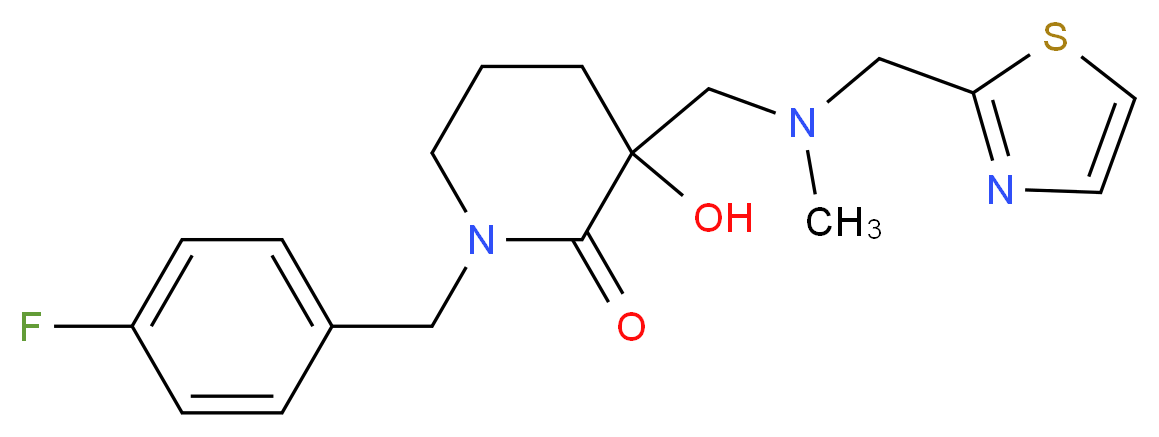 1-(4-fluorobenzyl)-3-hydroxy-3-{[methyl(1,3-thiazol-2-ylmethyl)amino]methyl}-2-piperidinone_Molecular_structure_CAS_)