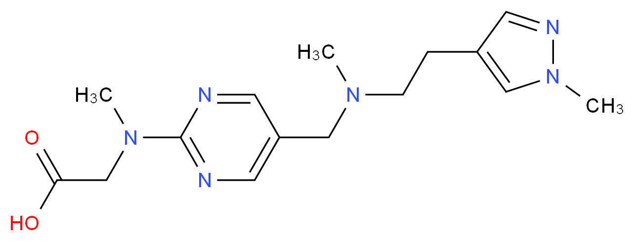 N-methyl-N-[5-({methyl[2-(1-methyl-1H-pyrazol-4-yl)ethyl]amino}methyl)pyrimidin-2-yl]glycine_Molecular_structure_CAS_)
