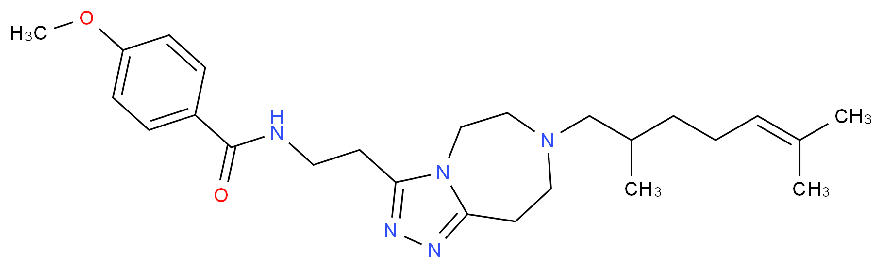 N-{2-[7-(2,6-dimethyl-5-hepten-1-yl)-6,7,8,9-tetrahydro-5H-[1,2,4]triazolo[4,3-d][1,4]diazepin-3-yl]ethyl}-4-methoxybenzamide_Molecular_structure_CAS_)