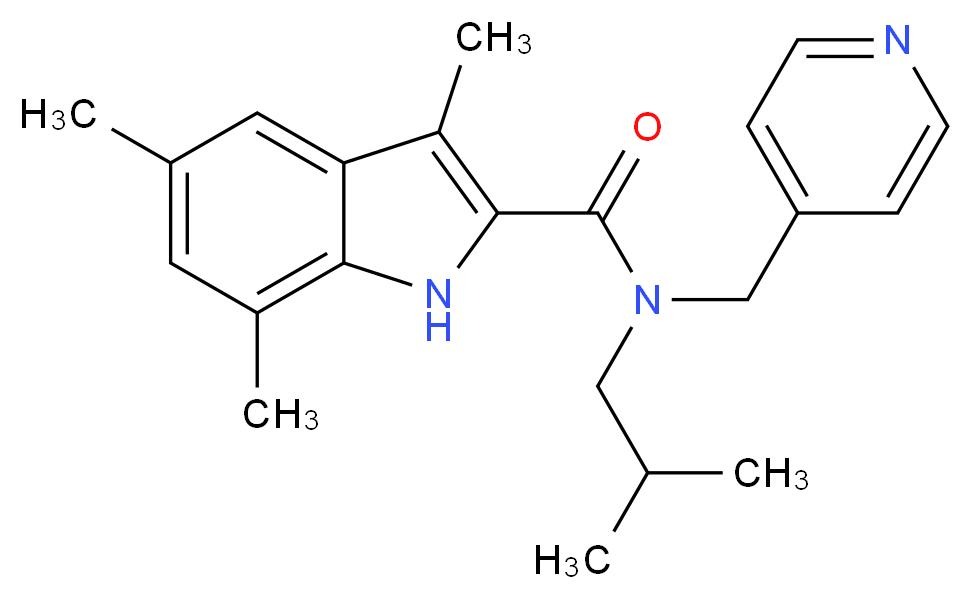 N-isobutyl-3,5,7-trimethyl-N-(4-pyridinylmethyl)-1H-indole-2-carboxamide_Molecular_structure_CAS_)