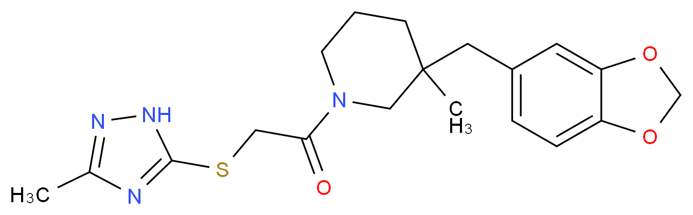 3-(1,3-benzodioxol-5-ylmethyl)-3-methyl-1-{[(3-methyl-1H-1,2,4-triazol-5-yl)thio]acetyl}piperidine_Molecular_structure_CAS_)