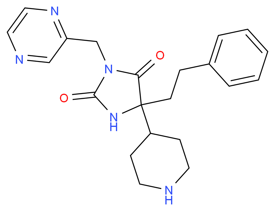 5-(2-phenylethyl)-5-piperidin-4-yl-3-(pyrazin-2-ylmethyl)imidazolidine-2,4-dione_Molecular_structure_CAS_)