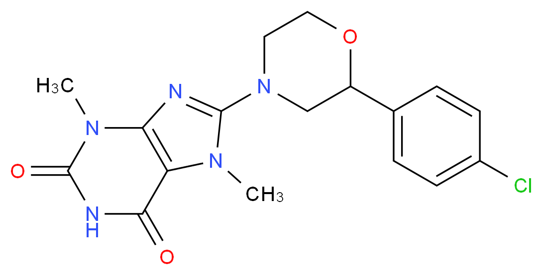 8-[2-(4-chlorophenyl)morpholin-4-yl]-3,7-dimethyl-3,7-dihydro-1H-purine-2,6-dione_Molecular_structure_CAS_)