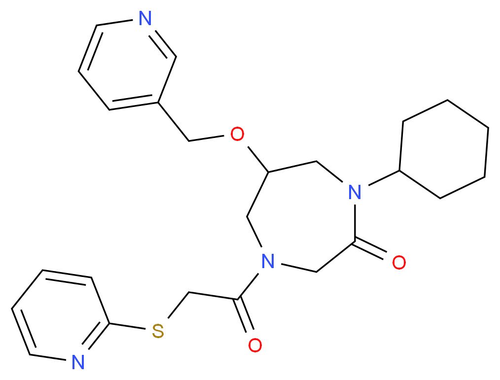 1-cyclohexyl-6-(3-pyridinylmethoxy)-4-[(2-pyridinylthio)acetyl]-1,4-diazepan-2-one_Molecular_structure_CAS_)