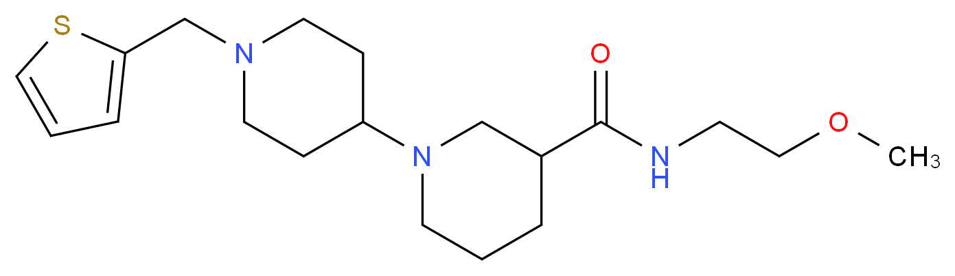 N-(2-methoxyethyl)-1'-(2-thienylmethyl)-1,4'-bipiperidine-3-carboxamide_Molecular_structure_CAS_)