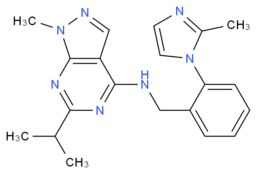 6-isopropyl-1-methyl-N-[2-(2-methyl-1H-imidazol-1-yl)benzyl]-1H-pyrazolo[3,4-d]pyrimidin-4-amine_Molecular_structure_CAS_)