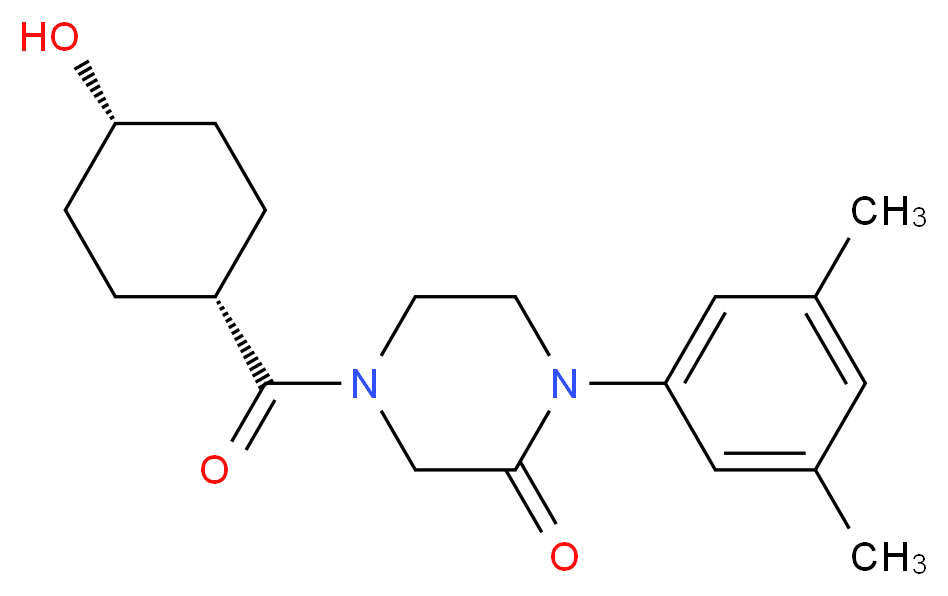 1-(3,5-dimethylphenyl)-4-[(cis-4-hydroxycyclohexyl)carbonyl]-2-piperazinone_Molecular_structure_CAS_)