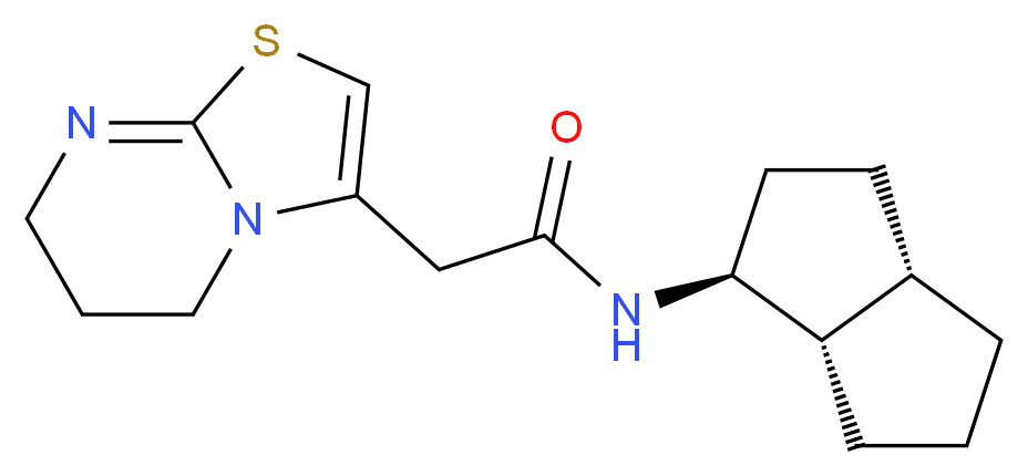 2-(6,7-dihydro-5H-[1,3]thiazolo[3,2-a]pyrimidin-3-yl)-N-[(1S*,3aS*,6aS*)-octahydropentalen-1-yl]acetamide_Molecular_structure_CAS_)