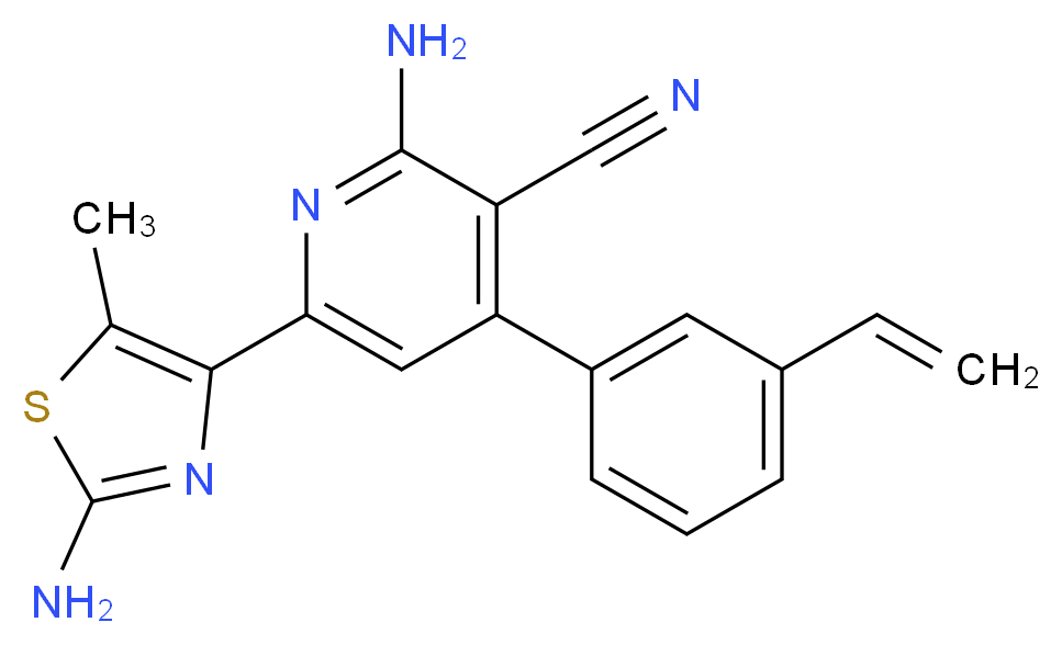 2-amino-6-(2-amino-5-methyl-1,3-thiazol-4-yl)-4-(3-vinylphenyl)nicotinonitrile_Molecular_structure_CAS_)