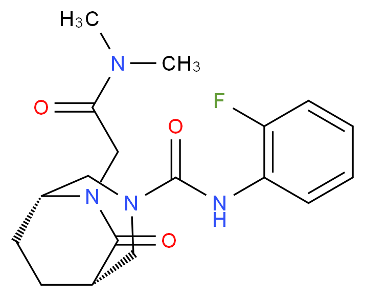 (1S*,5R*)-6-[2-(dimethylamino)-2-oxoethyl]-N-(2-fluorophenyl)-7-oxo-3,6-diazabicyclo[3.2.2]nonane-3-carboxamide_Molecular_structure_CAS_)