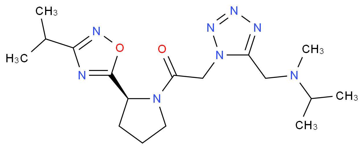 N-[(1-{2-[(2S)-2-(3-isopropyl-1,2,4-oxadiazol-5-yl)pyrrolidin-1-yl]-2-oxoethyl}-1H-tetrazol-5-yl)methyl]-N-methylpropan-2-amine_Molecular_structure_CAS_)