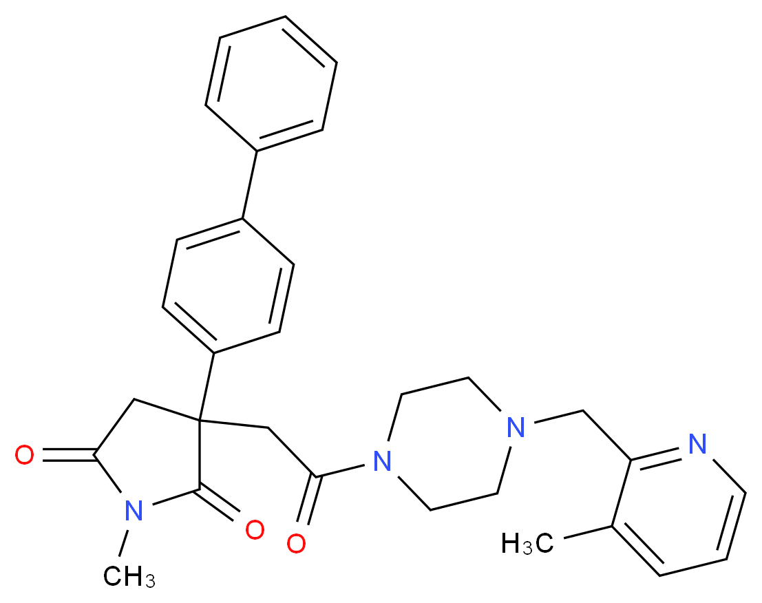 3-(4-biphenylyl)-1-methyl-3-(2-{4-[(3-methyl-2-pyridinyl)methyl]-1-piperazinyl}-2-oxoethyl)-2,5-pyrrolidinedione_Molecular_structure_CAS_)