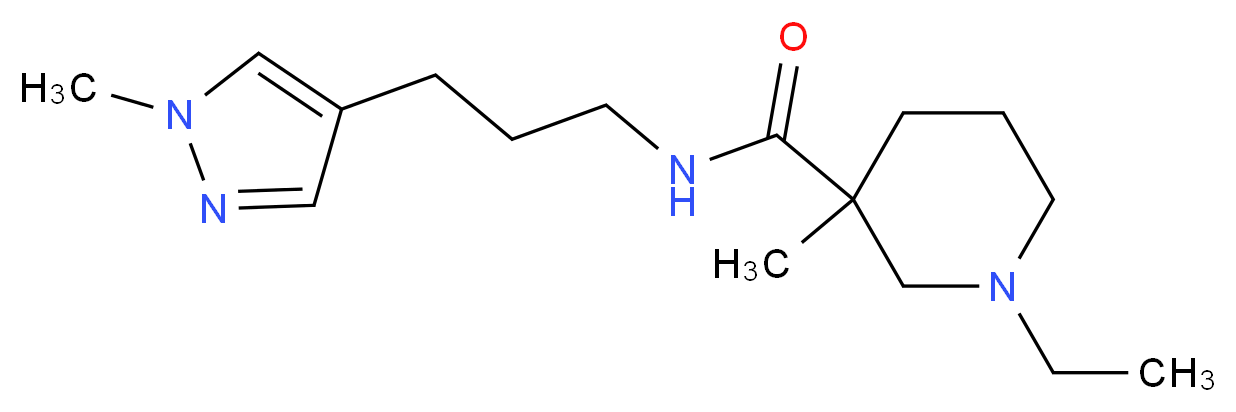 1-ethyl-3-methyl-N-[3-(1-methyl-1H-pyrazol-4-yl)propyl]-3-piperidinecarboxamide_Molecular_structure_CAS_)