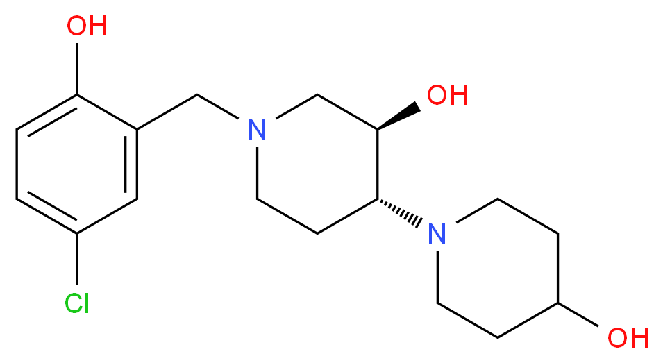 (3'R*,4'R*)-1'-(5-chloro-2-hydroxybenzyl)-1,4'-bipiperidine-3',4-diol_Molecular_structure_CAS_)