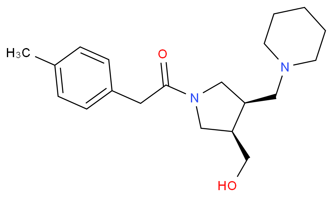 [(3R*,4R*)-1-[(4-methylphenyl)acetyl]-4-(piperidin-1-ylmethyl)pyrrolidin-3-yl]methanol_Molecular_structure_CAS_)