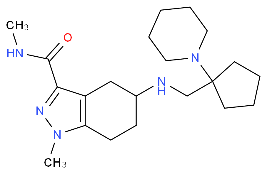 N,1-dimethyl-5-({[1-(1-piperidinyl)cyclopentyl]methyl}amino)-4,5,6,7-tetrahydro-1H-indazole-3-carboxamide_Molecular_structure_CAS_)