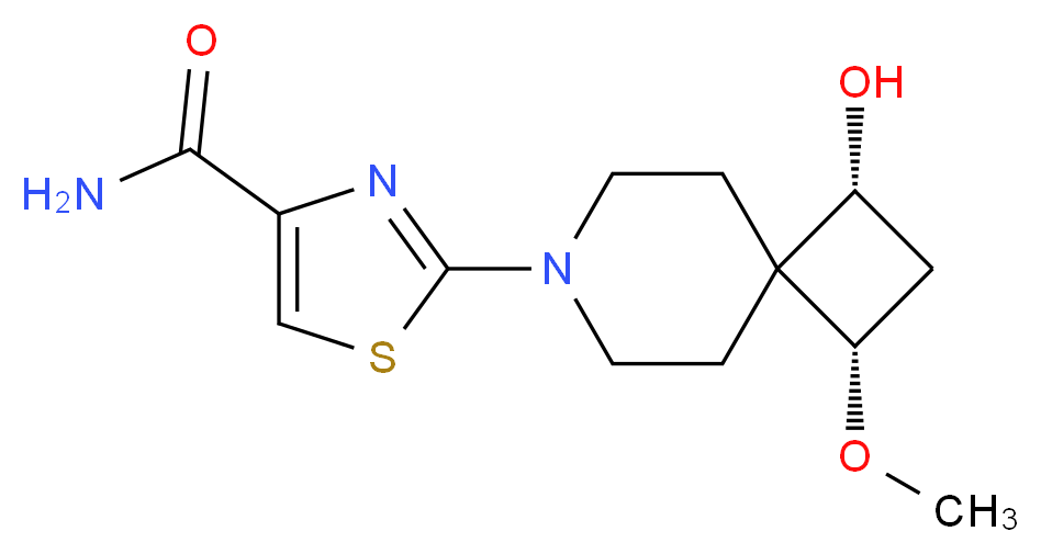 2-[(1R*,3S*)-1-hydroxy-3-methoxy-7-azaspiro[3.5]non-7-yl]-1,3-thiazole-4-carboxamide_Molecular_structure_CAS_)