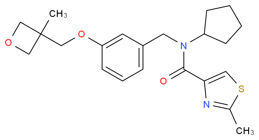 N-cyclopentyl-2-methyl-N-{3-[(3-methyl-3-oxetanyl)methoxy]benzyl}-1,3-thiazole-4-carboxamide_Molecular_structure_CAS_)