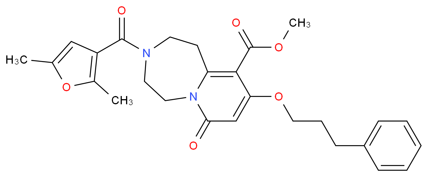 methyl 3-(2,5-dimethyl-3-furoyl)-7-oxo-9-(3-phenylpropoxy)-1,2,3,4,5,7-hexahydropyrido[1,2-d][1,4]diazepine-10-carboxylate_Molecular_structure_CAS_)