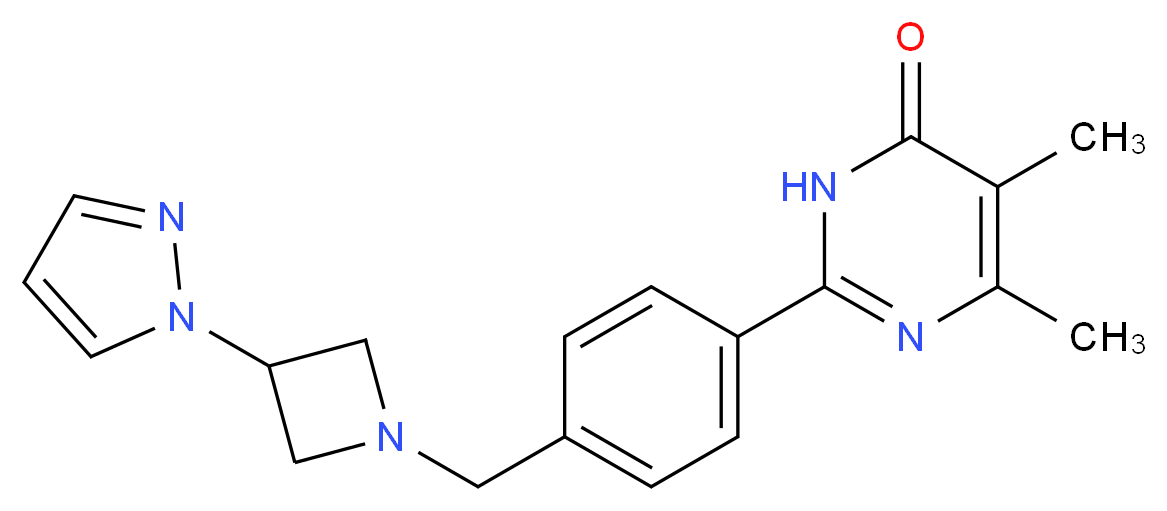 5,6-dimethyl-2-(4-{[3-(1H-pyrazol-1-yl)azetidin-1-yl]methyl}phenyl)pyrimidin-4(3H)-one_Molecular_structure_CAS_)
