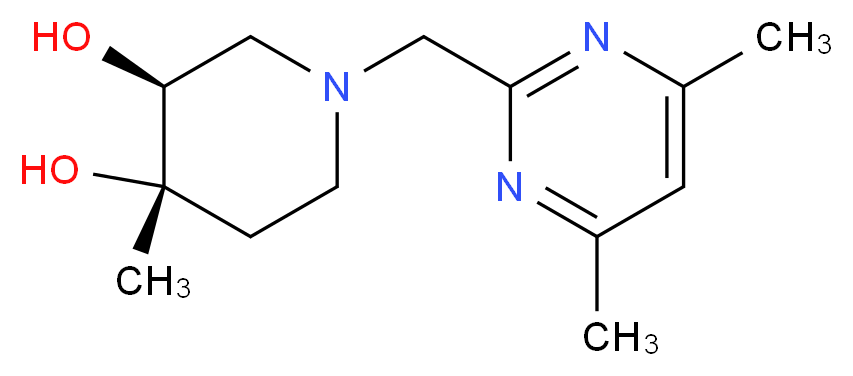 (3S*,4S*)-1-[(4,6-dimethylpyrimidin-2-yl)methyl]-4-methylpiperidine-3,4-diol_Molecular_structure_CAS_)